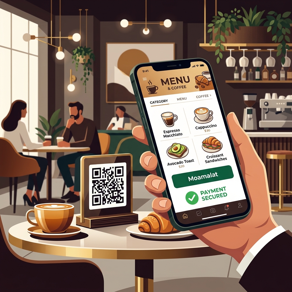 المنيو الرقمي والدفع المصرفي بالهاتف